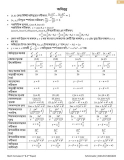 এইচ এস সি উচ্চতর গণিত ১ম পত্র সকল সুত্র | এইচএসসি উচ্চতর গণিত ২য় পত্র সুত্র সমূহ