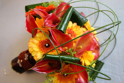 A Bright Summer Wedding Bouquet to Compliment Chocolate Brown Bridesmaid's Gowns