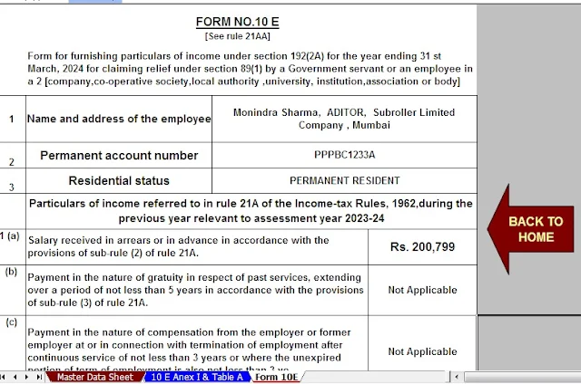 Income Tax Form 10E