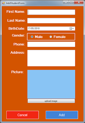 C# Students Information System Source Code - add student