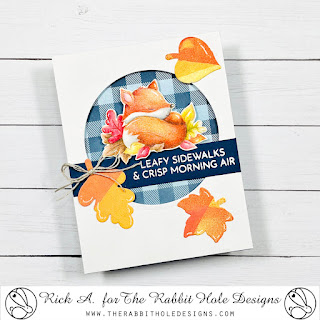 Fall Foxes Stamp Set, Falling Leaves Dies, Window Card, Rick Adkins, Rabbit Hole Designs LLC, Agota Pop