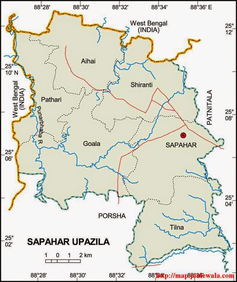 sapahar upazila map of bangladesh