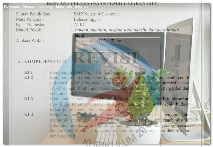  Hasil Revisi Baru admin bagikan untuk sanggup dipakai rekan rekan pendidik dalam menciptakan  RPP K13 Sekolah Menengah Pertama Bahasa Inggris Kelas 7 8 9 Lengkap Format Doc