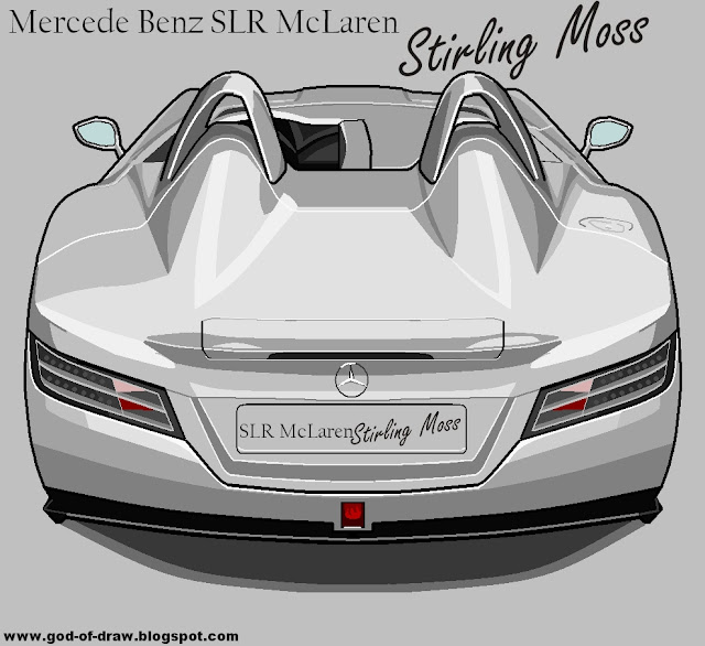 Mercedes Benz SLR McLaren Stirling Moss (passenger seat closed) back view drawing