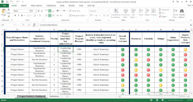 FREE IT Project Portfolio Dashboard Template in Excel