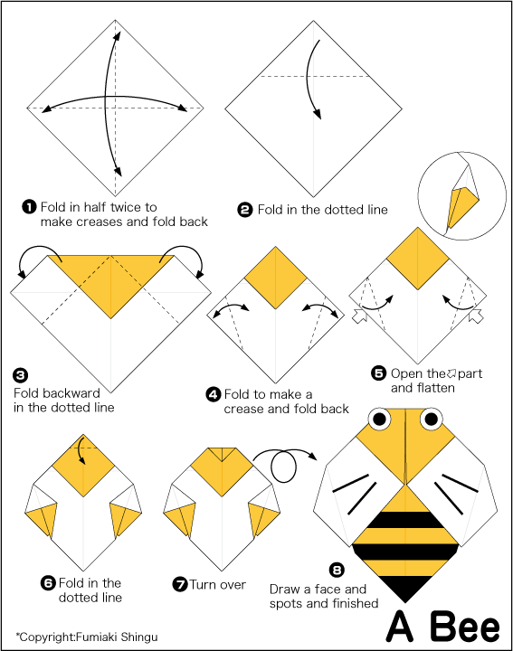 Bee - Easy Origami instructions For Kids