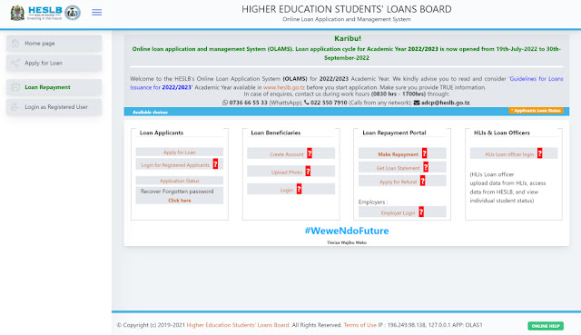 2022/2023 HESLB Loan Application - HESLB Online Application (OLAMS)