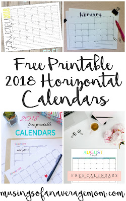 2018 free monthly calendar