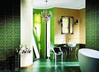 Baño decorado con verde