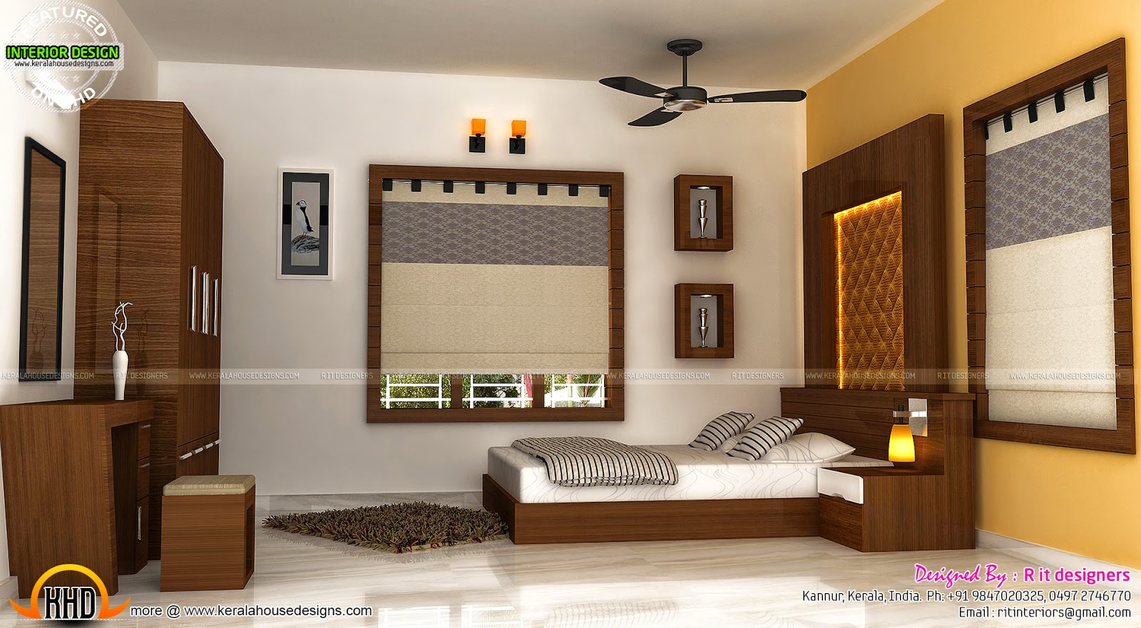 Staircase, bedroom, dining interiors  Kerala home design and floor plans