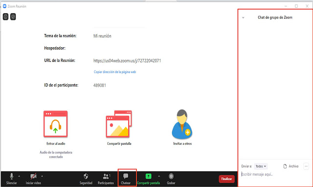 Opcion chat de Zoom