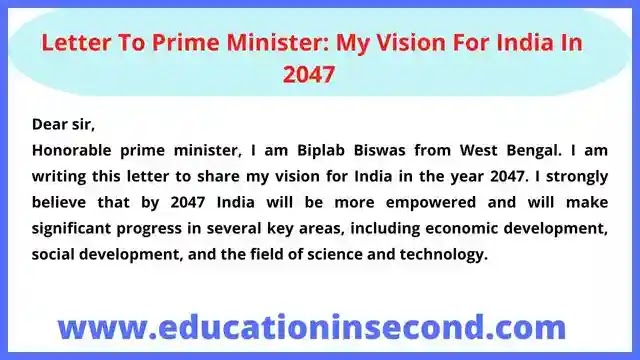 My Vision For India In 2047 Letter To Prime Minister