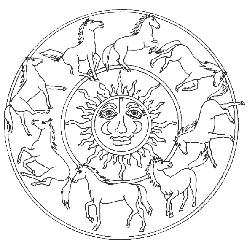 Download Coloring Pages: Horse Mandala Coloring Pages Free and Printable