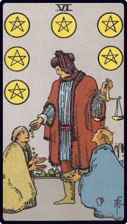 The 6 of Pentacles - Tarot Card from the Rider-Waite Deck