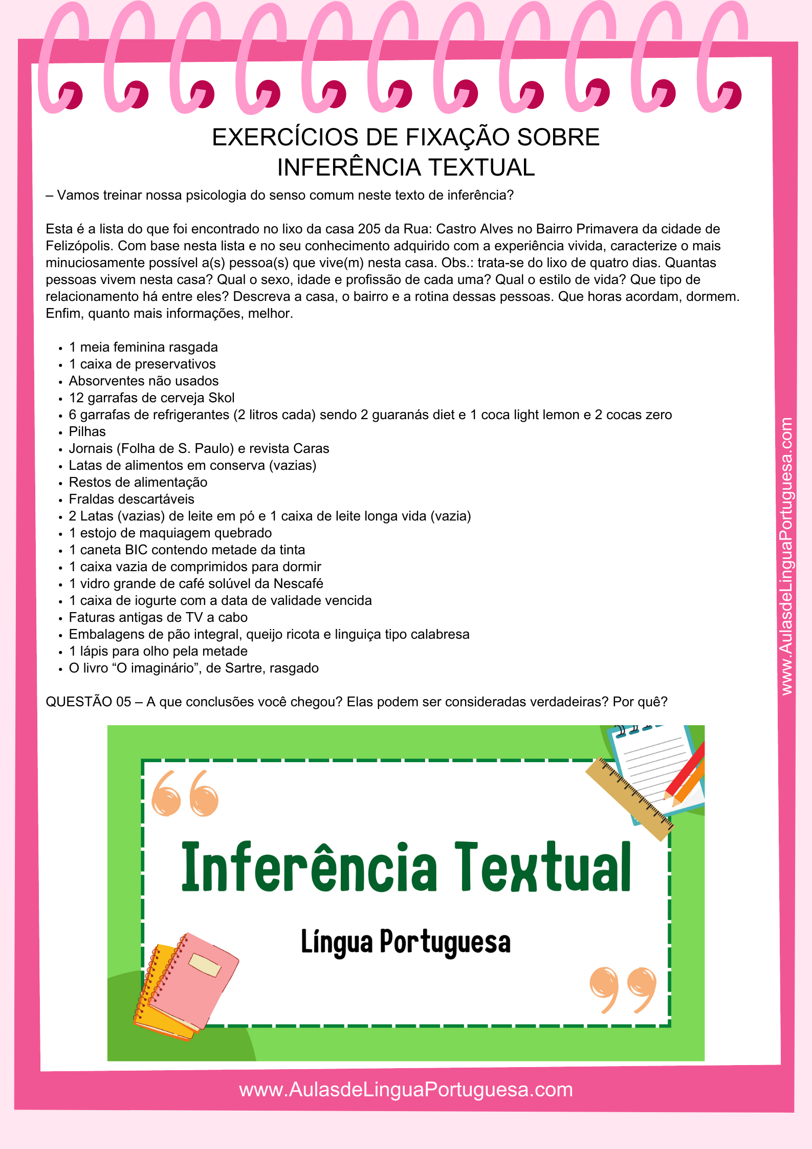 Vamos entender o que é Inferência Textual (D3 – Inferir o sentido de uma palavra ou expressão) e exercitar o que aprendemos com atividades sobre o assunto da Língua Portuguesa.