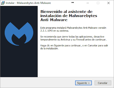 Inicio instalación Malwarebytes