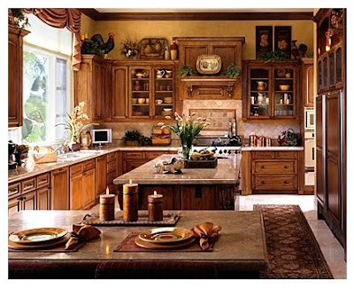 french country kitchen design in brown and decoration  