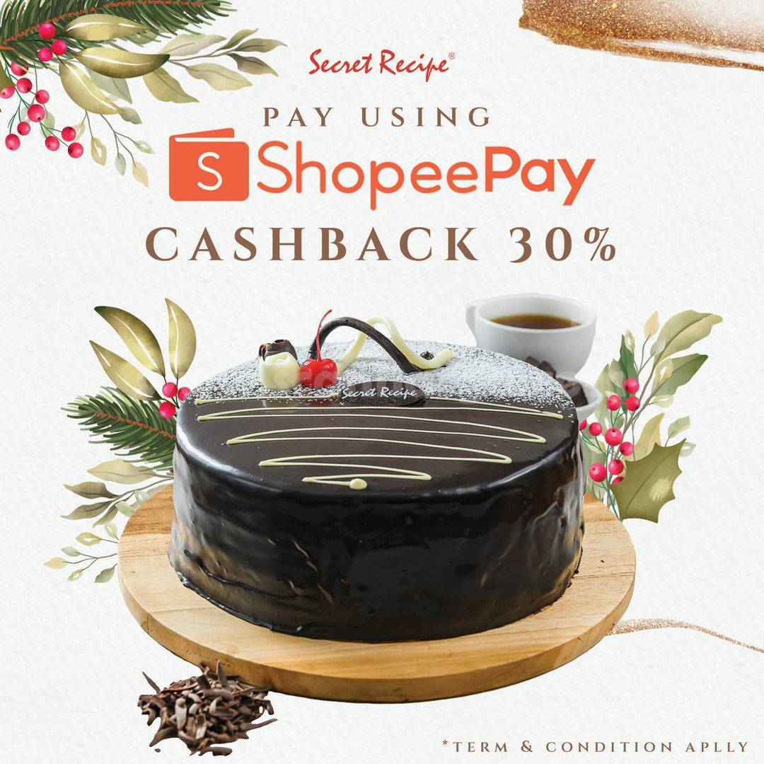 Promo Secret Recipe Cashback 30% bayar pakai ShopeePay