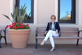 Navy Blue and White Blazer