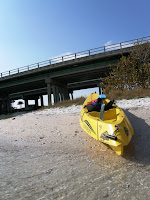 My kayak next to the sketchy overpass 