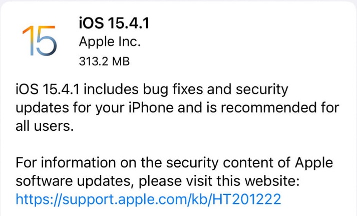 iOS 15.4.1 Features