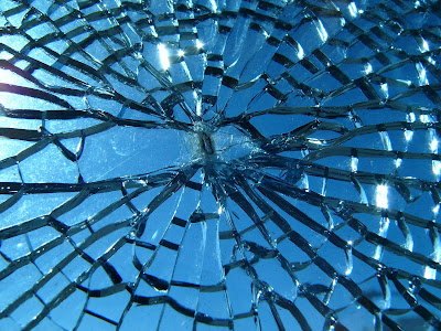 broken glass. the west end roken into