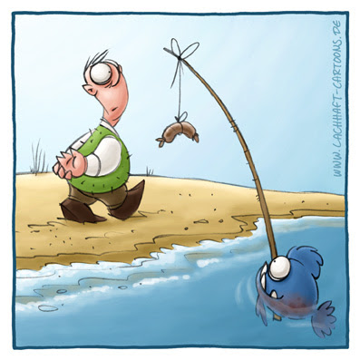 LACHHAFT Cartoon Piranhas angeln Angler hungrige Fische Essen Bratwurst am Strand spazieren gehen Spaziergang  Meer Cartoons Witze witzig witzige lustige Bildwitze Bilderwitze Comic Zeichnungen lustig Karikatur Karikaturen Illustrationen Michael Mantel Spaß Humor