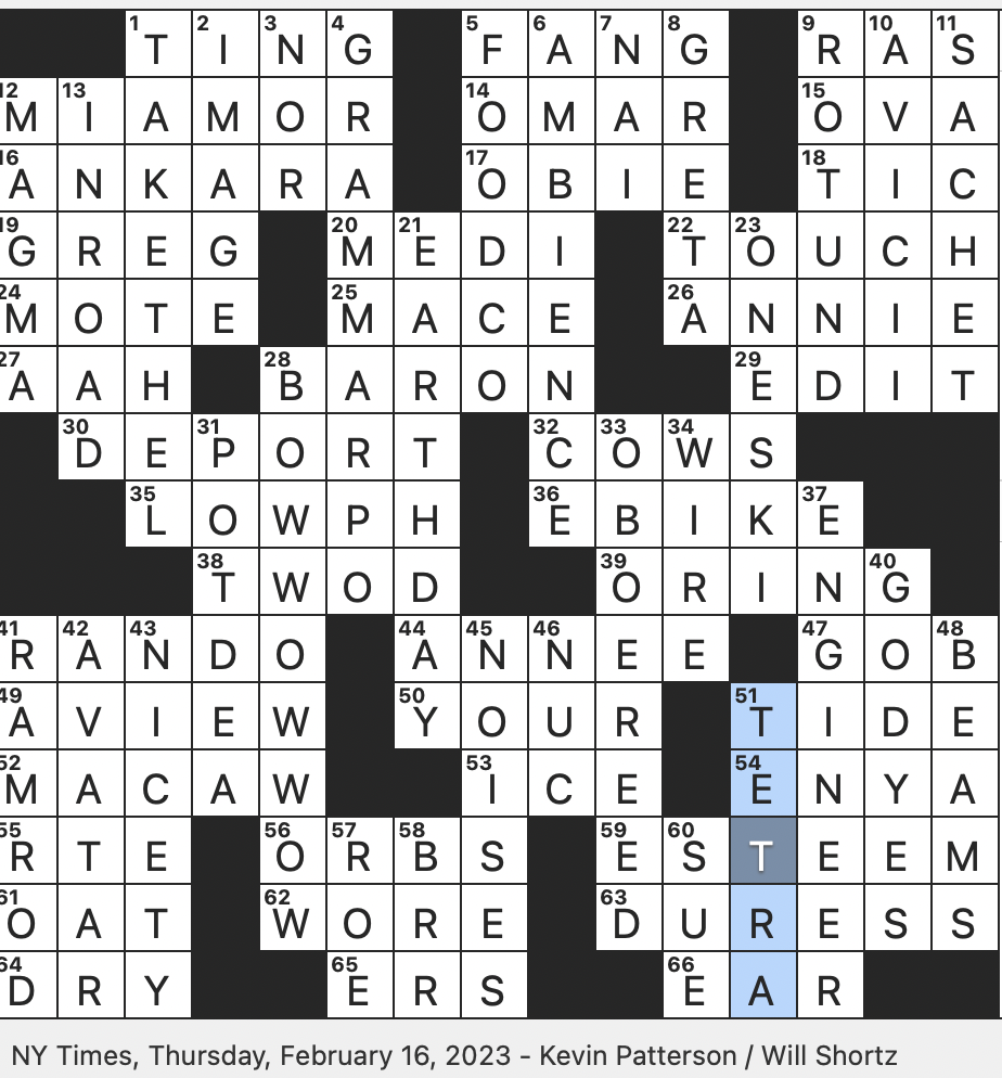 Crossword puzzle for April 16, 2023