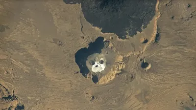 NASA ISS image of Trou au Natron, Chad Volcano skull.