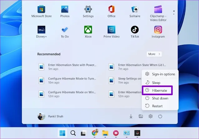 add hibernate to windows
