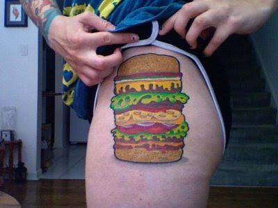 tattoos food, tattoo art on body, food tattoo popular, burger tattoo