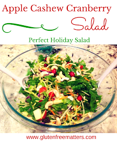 holiday salad with apples, cashews, and greens