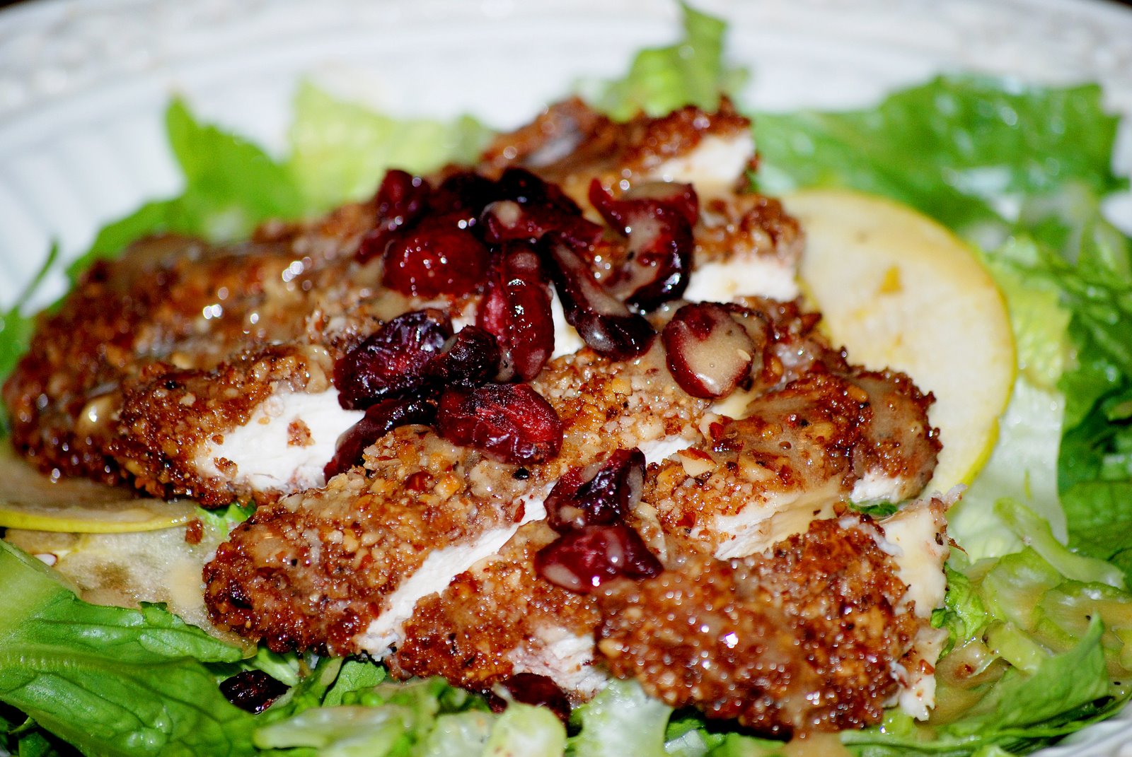 Fashionably Foodie Pecan Crusted Chicken Salad With Honey Mustard Dressing