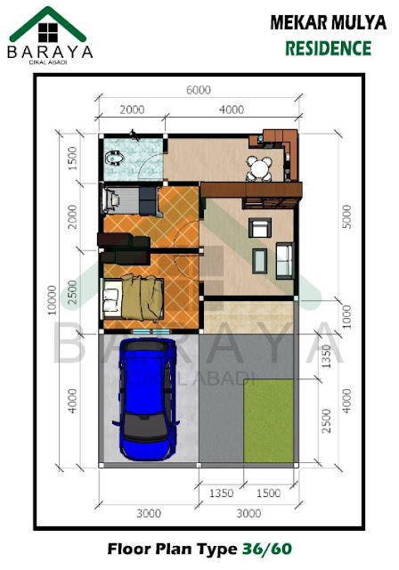 denah Perumahan Mekar Mulya Residence Kabupaten Bandung tipe 36/60