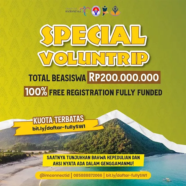 Beasiswa Voluntrip Social Warrior Lombok Fully Funded