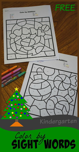 free christmas color by sight word