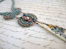 Micro macrame necklace by Sherri Stokey of Knot Just Macrame.