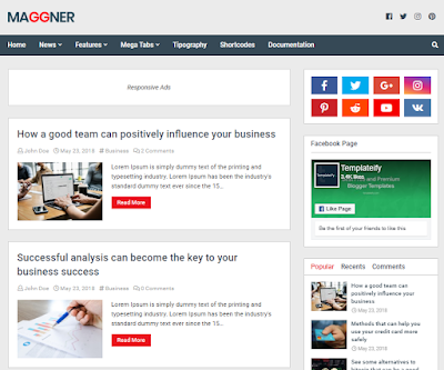 New Maggner Blogger Template Premium Version free Download