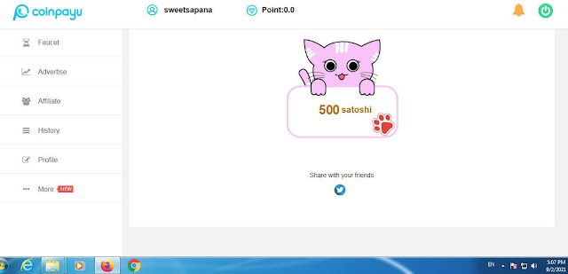 Win 50 or 500 satoshi in one Click at Coinpayu Now!! Earn  Free bitcoin  by Viewing Advertisement, Claim Free Crypto  Every 60 Minutes, Coinpayu Complete  Review  details
