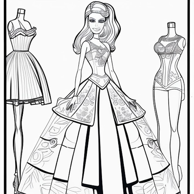 Barbie Coloring Pages, For Kids, For Girls, Printable, Free, Barbie, Coloring, Page