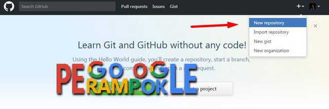 Klik new repository pada dashboard github