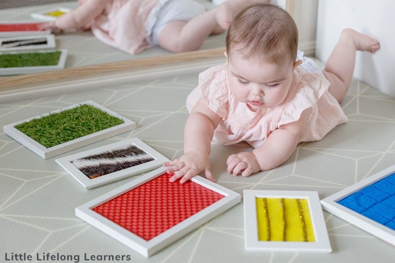 DIY baby sensory touch and feel frames.