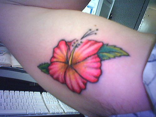 tattoo hibiscus. Hibiscus Tattoos On Arm