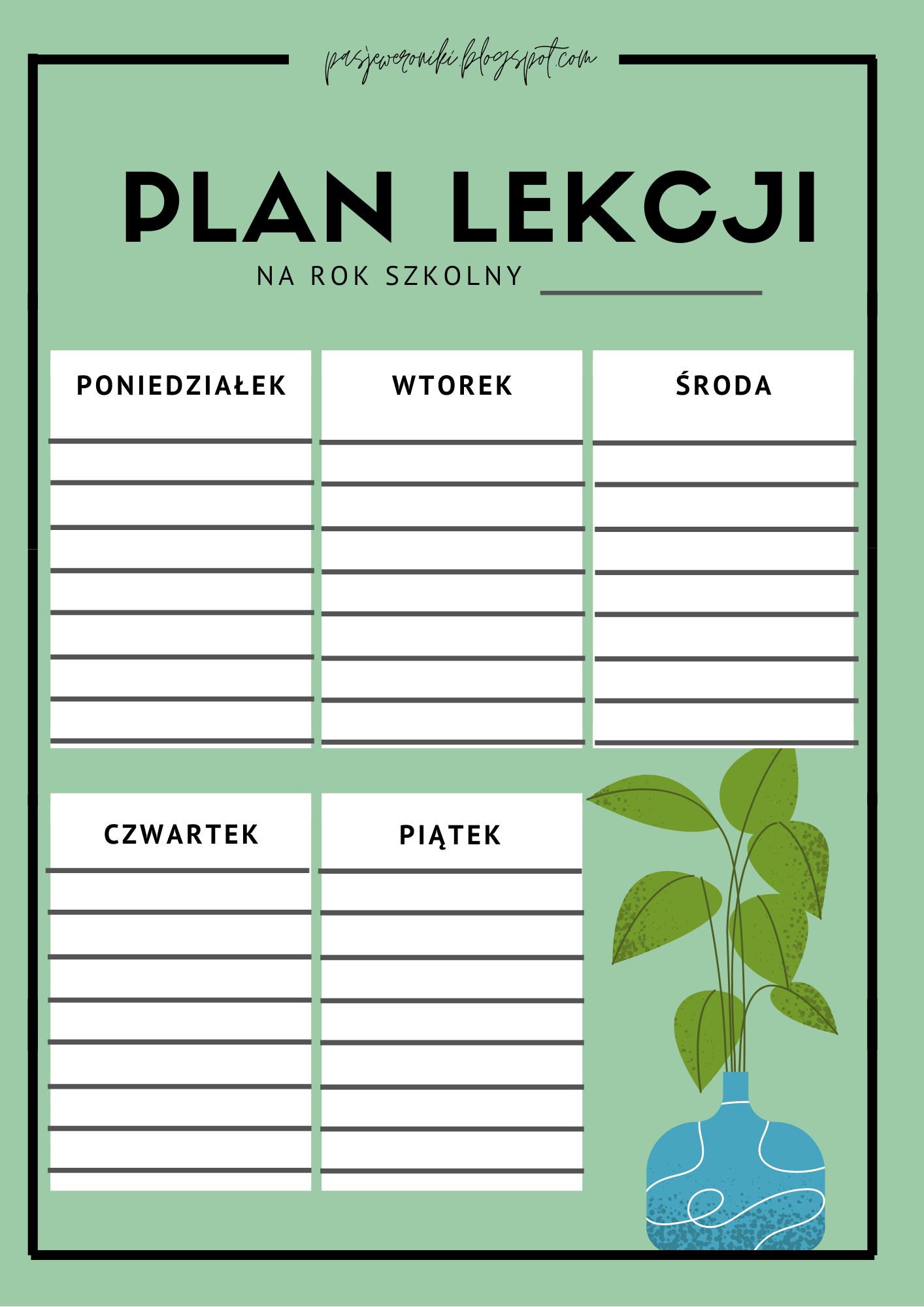 Plan lekcji do wydrukowania za darmo