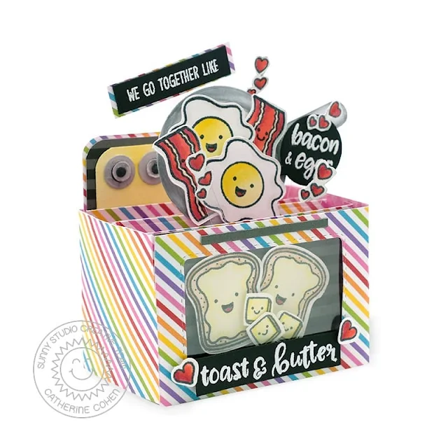 Sunny Studio Stamps: Breakfast Puns Card by Catherine Cohen (featuring Mini Mat & Tag Dies, Comic Strip Speech Bubble Dies)