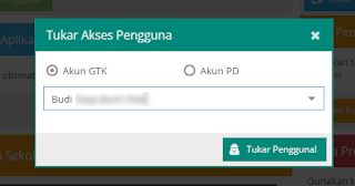 memasukkan kode registrasi dapodik saat tukar pengguna