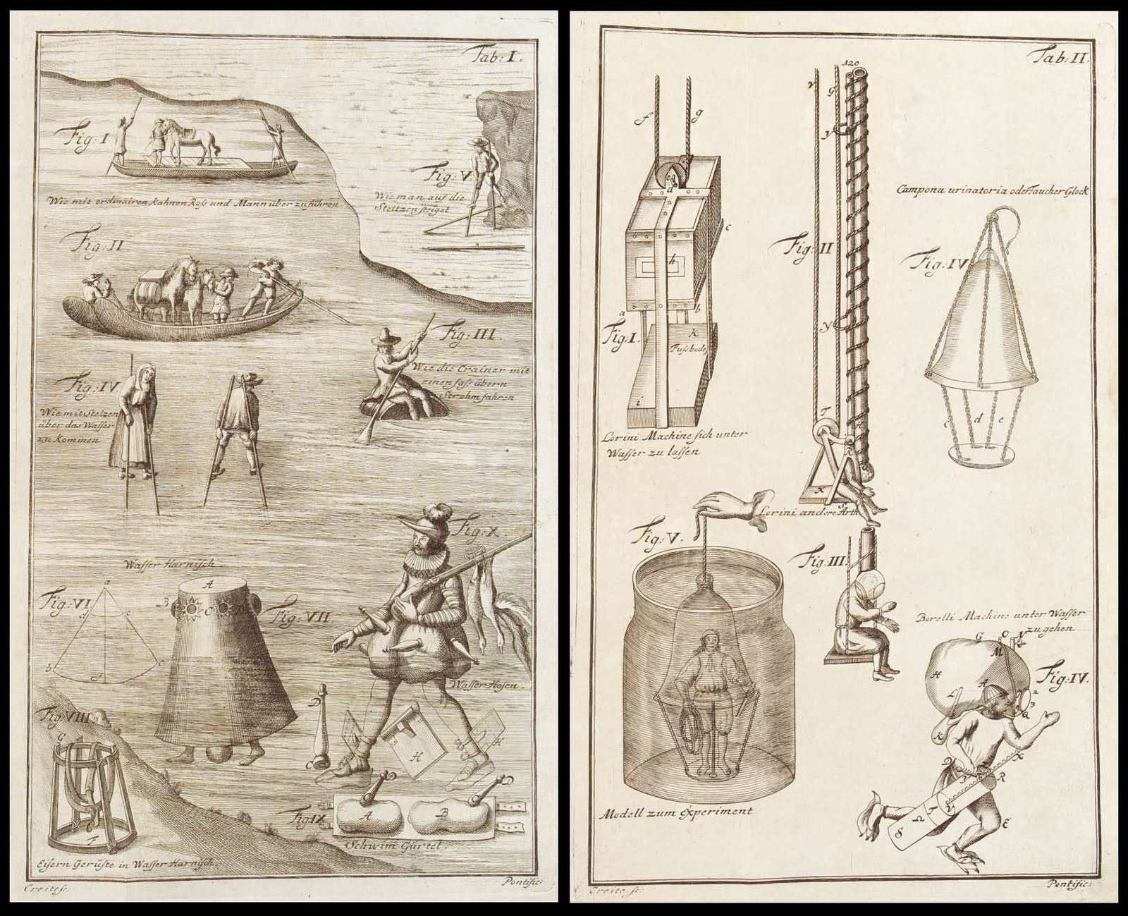 illustration plates of scuba and flotation devices