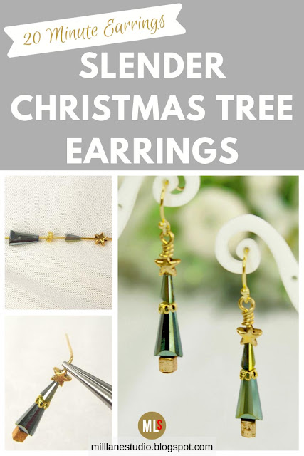 Slender Christmas Tree earrings project sheet