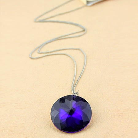 Man-made Deep Purple Crystal Long Necklace Sweater Chain