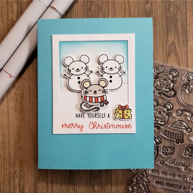 Sunny Studio Stamps: Merry Mice Customer Card by Nicole LeBlanc